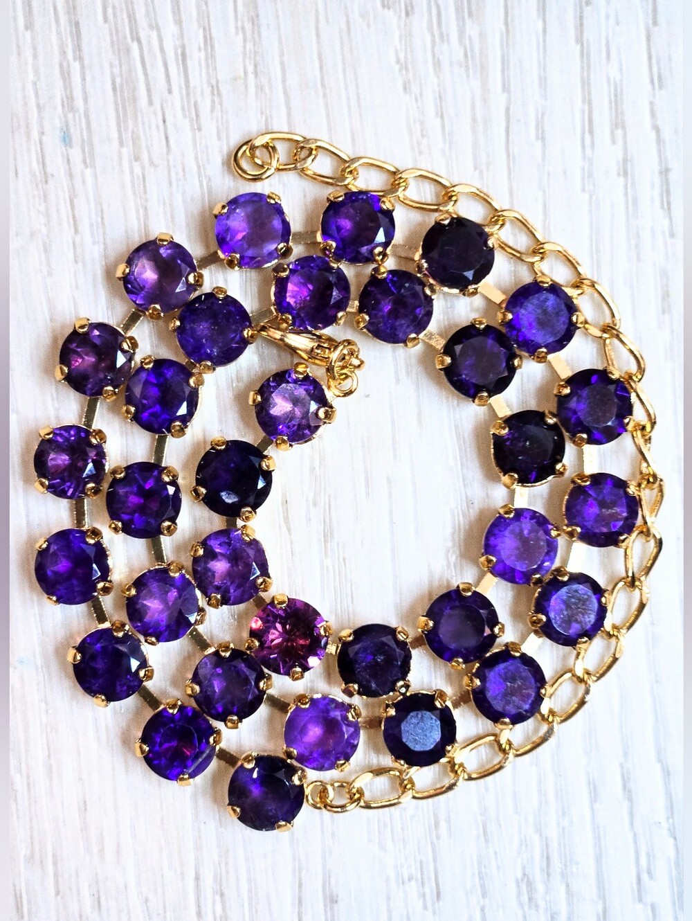 52.14 Total Carats Genuine Amethyst in Classic Tennis Necklace and Earrings